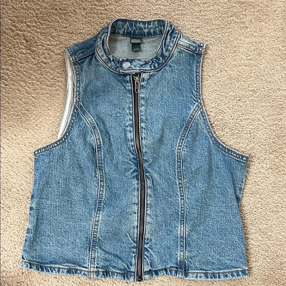 Wild Fable Denim Sleeveless Vest with Zipper